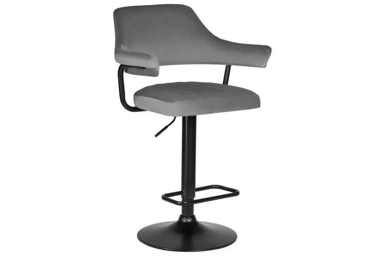 Стул барный DOBRIN CHARLY BLACK, серый велюр (MJ9-75)