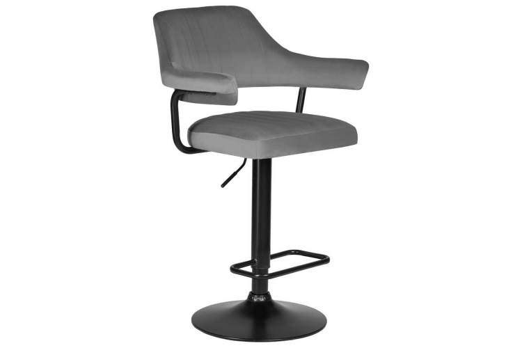 Стул барный DOBRIN CHARLY BLACK, серый велюр (MJ9-75)-1