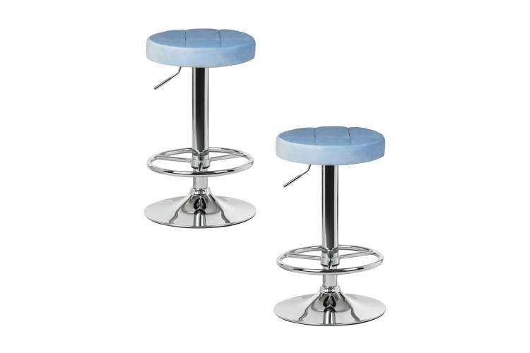 Набор 2 шт Табурет барный DOBRIN BRUNO, пудрово-голубой велюр (MJ9-74)