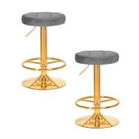 Набор 2 шт Табурет барный DOBRIN BRUNO GOLD, серый велюр (MJ9-75)