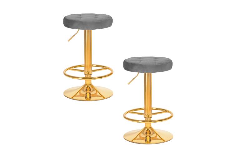 Набор 2 шт Табурет барный DOBRIN BRUNO GOLD, серый велюр (MJ9-75)
