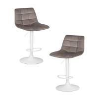 Набор 2 шт Стул барный DOBRIN TAILOR WHITE, серый велюр (MJ9-75)