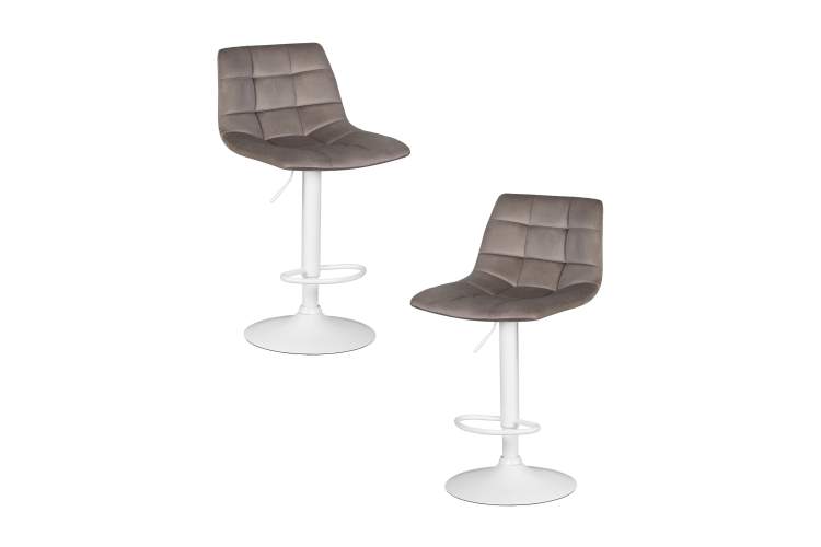 Набор 2 шт Стул барный DOBRIN TAILOR WHITE, серый велюр (MJ9-75)