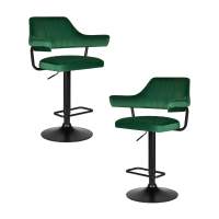 Набор 2 шт Стул барный DOBRIN CHARLY BLACK, зеленый велюр (MJ9-88)