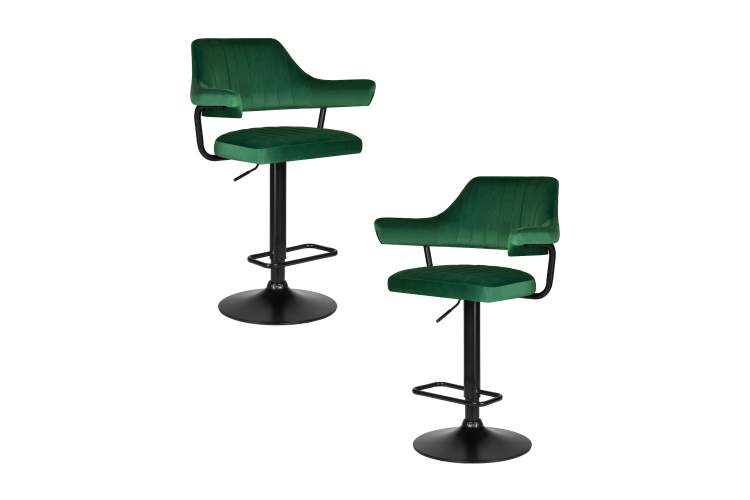 Набор 2 шт Стул барный DOBRIN CHARLY BLACK, зеленый велюр (MJ9-88)