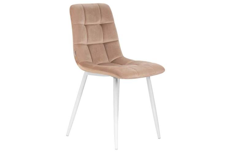 Стул обеденный DOBRIN ALEX, белые ножки, мокко велюр (V108-104),-1