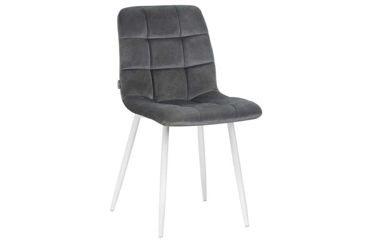 Стул обеденный DOBRIN ALEX, белые ножки, темно-серый велюр V108-91