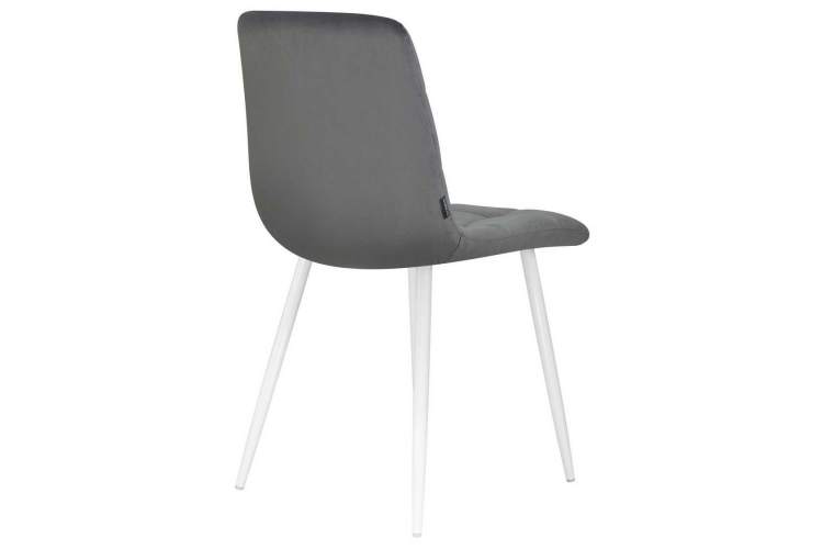 Стул обеденный DOBRIN ALEX, белые ножки, темно-серый велюр V108-91-3