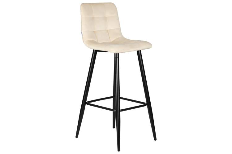 Набор 2 шт Стул барный DOBRIN NICOLE, черные матовые ножки, кремовый велюр (108-113)-2