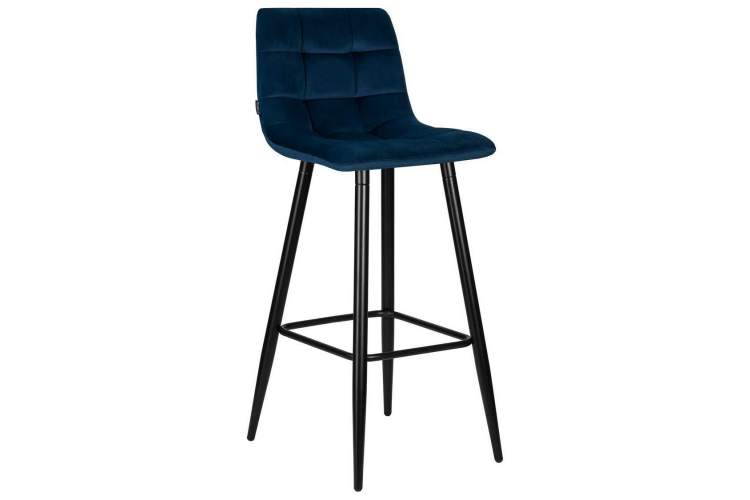 Стул барный DOBRIN NICOLE, черные матовые ножки, темно-синий велюр (108-95)