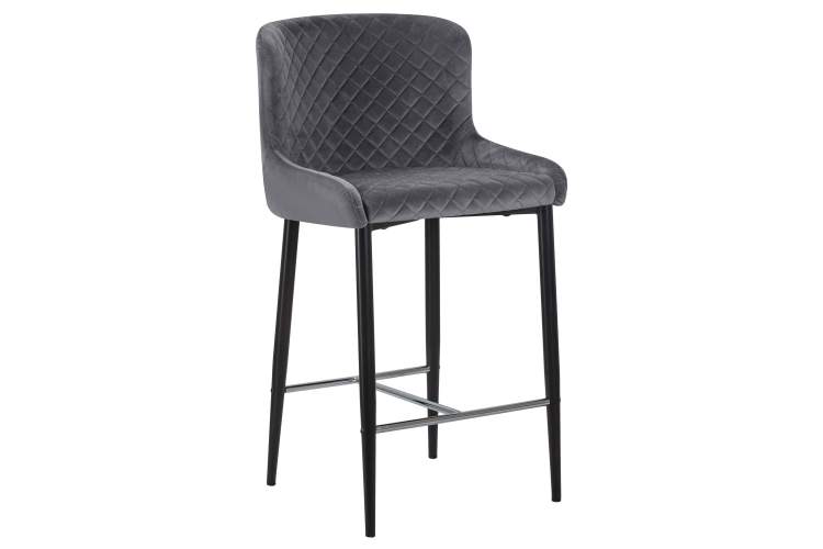 Набор 2 шт Стул полубарный DOBRIN CHRISTIAN'65, черные ножки, темно-серый велюр (V108-91)-1