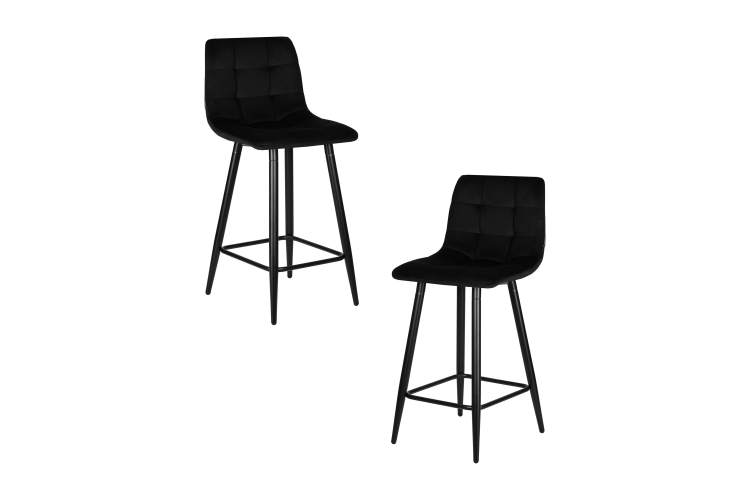 Набор 2 шт Стул полубарный DOBRIN OLIVIA, черные матовые ножки, черный велюр (108-77)