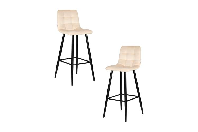 Набор 2 шт Стул барный DOBRIN NICOLE, черные матовые ножки, кремовый велюр (108-113)