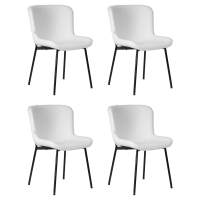 Набор 4 шт Стул обеденный DOBRIN MILO, черные ножки, белый букле (UF992-01)