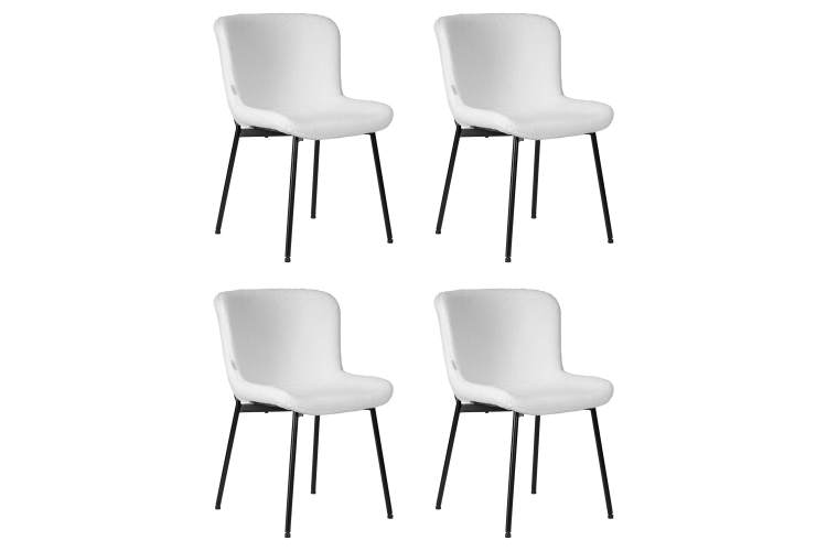 Набор 4 шт Стул обеденный DOBRIN MILO, черные ножки, белый букле (UF992-01)