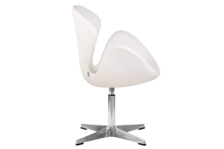 Кресло дизайнерское DOBRIN SWAN, белый кожзам P23, алюминиевое основание-1