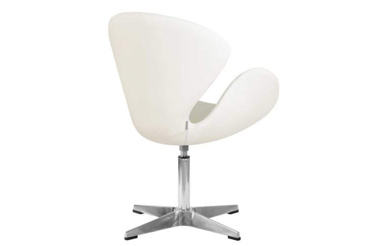 Кресло дизайнерское DOBRIN SWAN, белый кожзам P23, алюминиевое основание-2
