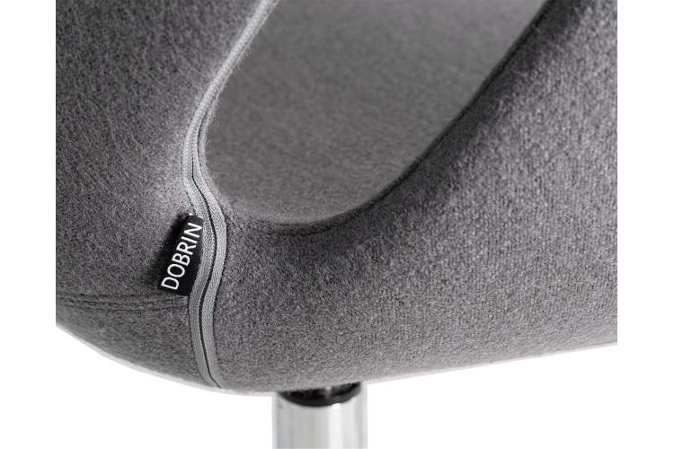 Кресло дизайнерское DOBRIN SWAN, серая ткань AF7, алюминиевое основание-8