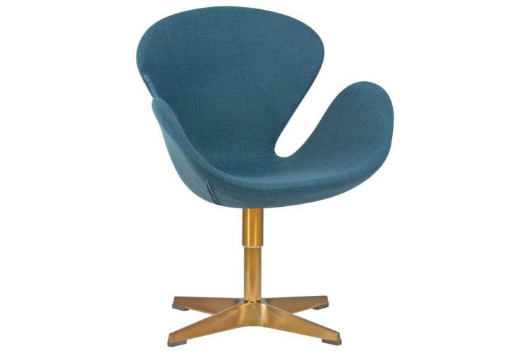 Кресло дизайнерское DOBRIN SWAN, синяя ткань IF6, золотое основание-8