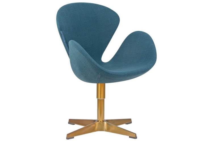 Кресло дизайнерское DOBRIN SWAN, синяя ткань IF6, золотое основание