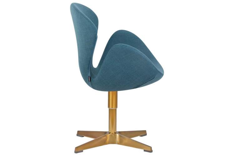 Кресло дизайнерское DOBRIN SWAN, синяя ткань IF6, золотое основание-1