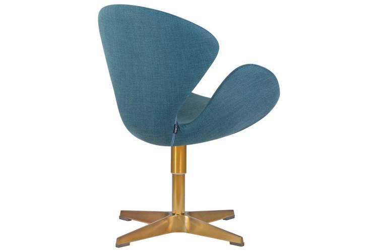 Кресло дизайнерское DOBRIN SWAN, синяя ткань IF6, золотое основание-2
