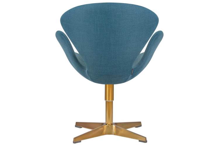 Кресло дизайнерское DOBRIN SWAN, синяя ткань IF6, золотое основание-3
