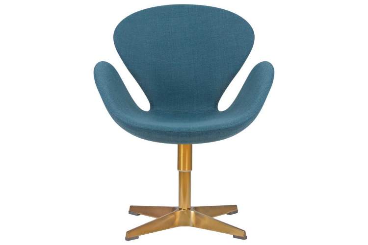 Кресло дизайнерское DOBRIN SWAN, синяя ткань IF6, золотое основание-4