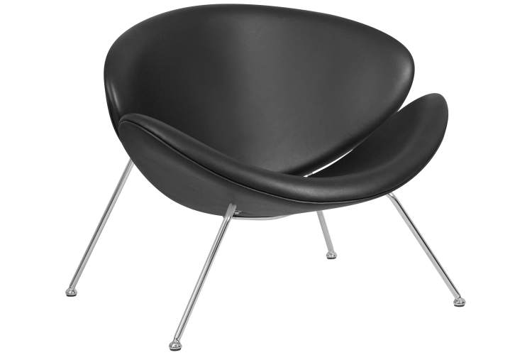 Набор 2 шт Кресло дизайнерское DOBRIN EMILY, черный винил YP16, хромированная сталь-1