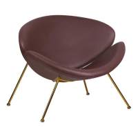 Кресло дизайнерское EMILY, коричневый винил YP5, золотое основание