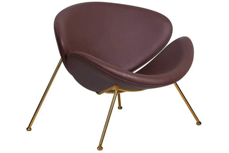 Кресло дизайнерское DOBRIN EMILY, коричневый винил YP5, золотое основание-1