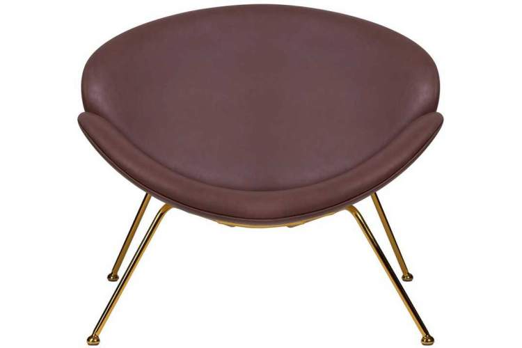Кресло дизайнерское DOBRIN EMILY, коричневый винил YP5, золотое основание-5