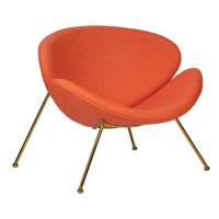 Кресло дизайнерское EMILY, оранжевая ткань AF, золотое основание