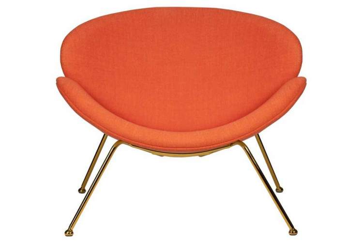 Кресло дизайнерское DOBRIN EMILY, оранжевая ткань AF, золотое основание-5