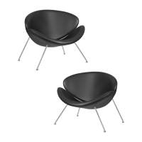 Набор 2 шт Кресло дизайнерское DOBRIN EMILY, черный винил YP16, хромированная сталь