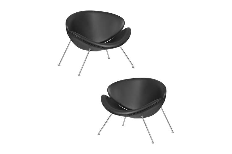 Набор 2 шт Кресло дизайнерское DOBRIN EMILY, черный винил YP16, хромированная сталь