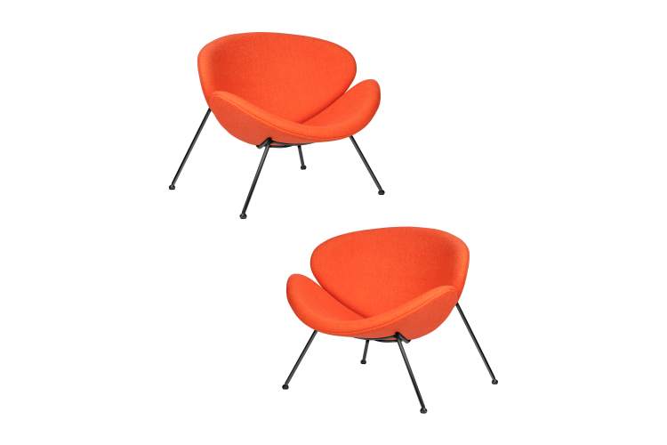 Набор 2 шт Кресло дизайнерское DOBRIN EMILY, оранжевая ткань AF, черное основания