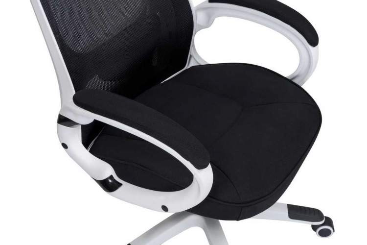 Офисное кресло для руководителей DOBRIN STEVEN WHITE, белый пластик, чёрная ткань-6