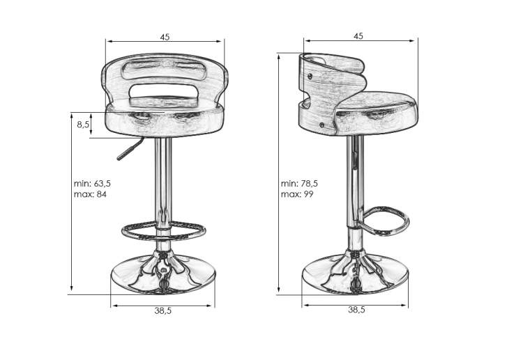 Набор 2 шт Стул барный DOBRIN FRED, натуральное дерево, кремовый-9