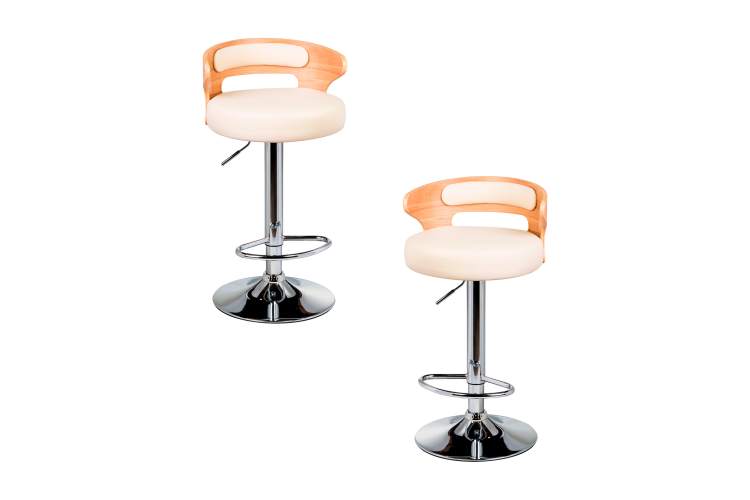 Набор 2 шт Стул барный DOBRIN FRED, натуральное дерево, кремовый