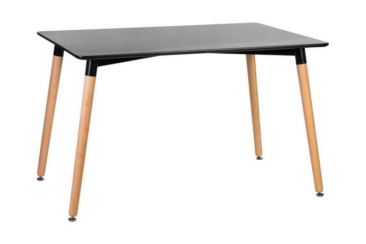 Стол обеденный DOBRIN SERRA WIDE, ножки светлый бук, столешница чёрная