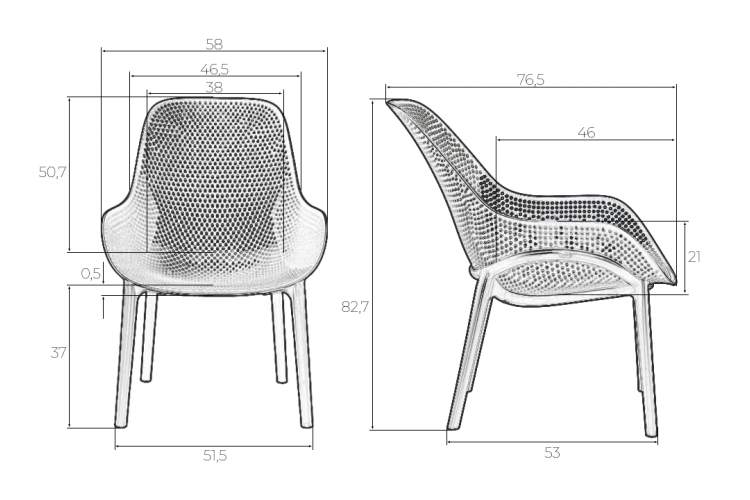 Набор 4 шт Кресло DOBRIN LONZO, антрацит (GR-12) с УФ-защитой-9
