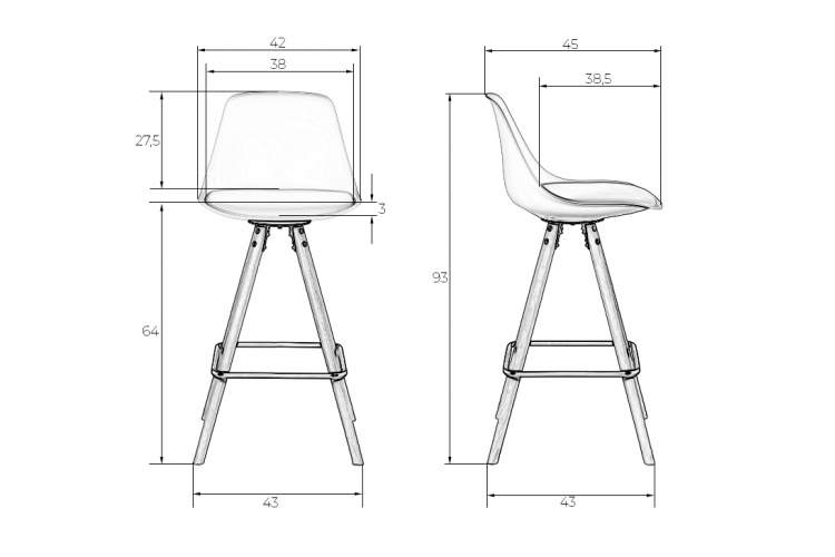 Набор 2 шт Стул полубарный DOBRIN RONNI, ножки светлый бук, черный (B-03)-10