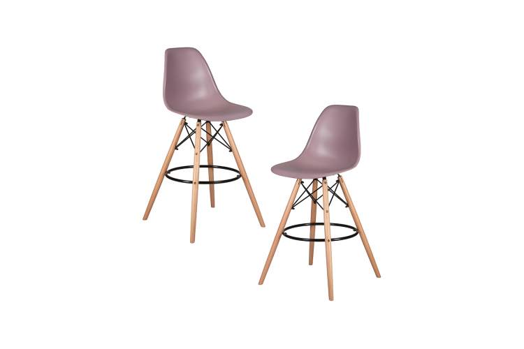 Набор 2 шт Стул барный DOBRIN DSW BAR, ножки светлый бук, цвет сиреневый (P-04)