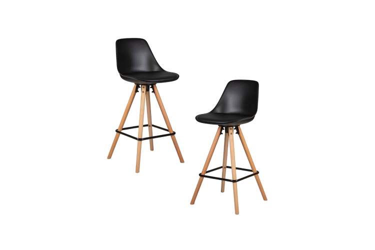 Набор 2 шт Стул полубарный DOBRIN RONNI, ножки светлый бук, черный (B-03)