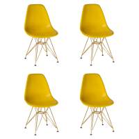 Набор 4 шт Стул обеденный DOBRIN DSR, ножки золотые, цвет жёлтый (Y-01)