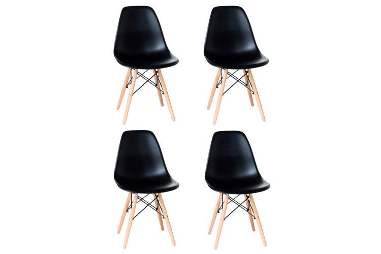 Набор 4 шт Стул обеденный DOBRIN DSW, ножки светлый бук, цвет чёрный (B-03)