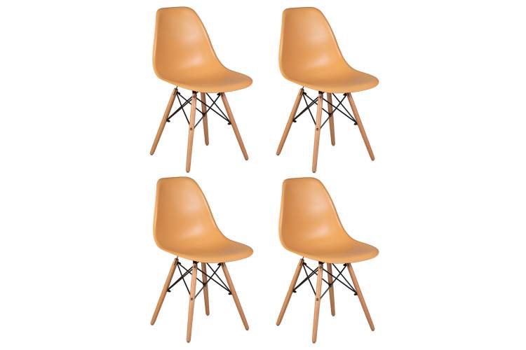 Набор 4 шт Стул обеденный DOBRIN DSW, ножки светлый бук, цвет персиковый (NX-Y-06)