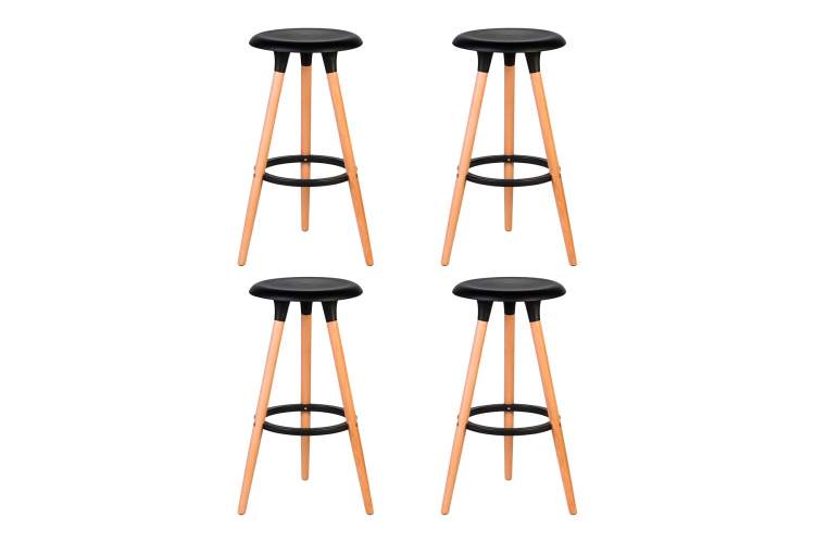 Набор 4 шт Табурет барный DOBRIN ROYCE, ножки светлый бук, цвет чёрный (B-03)