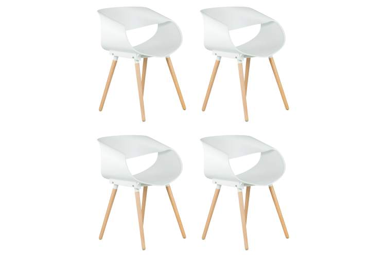 Набор 4 шт Стул обеденный DOBRIN ALIEN, ножки светлый бук, цвет белый (W-02)